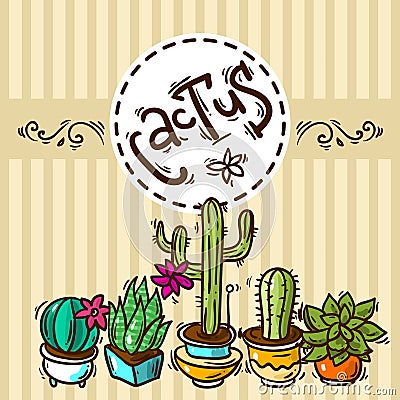 cacti and succulents Vector Illustration