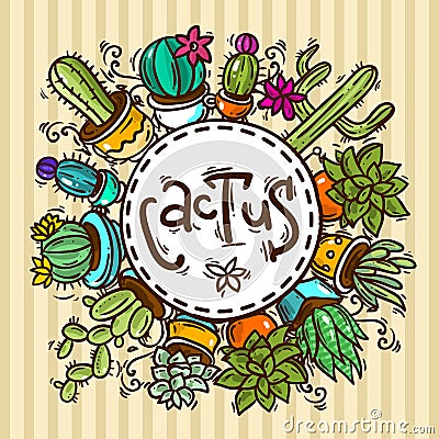 Cacti and succulents Vector Illustration