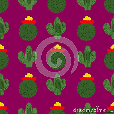 Cactus cacti repeat vector pattern background Vector Illustration