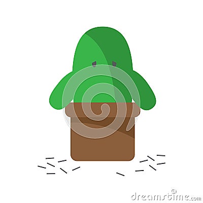 Cactus cartoon character baldness on white background Vector Illustration