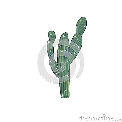 Cactus clip art digtal illustration on white background Cartoon Illustration