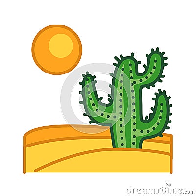 Cactus desert color line icon. Type of cacti. Grow in extremely dry environments. Pictogram for web page, mobile app, promo. UI UX Stock Photo