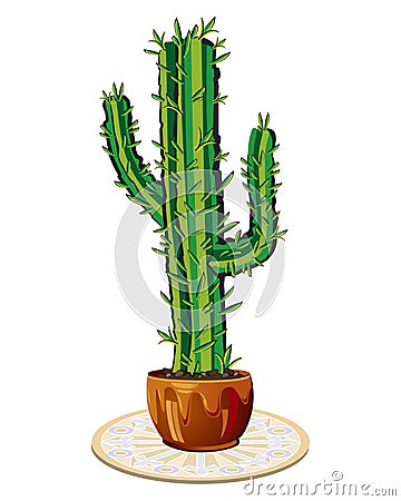 Cactus in flowerpot Vector Illustration