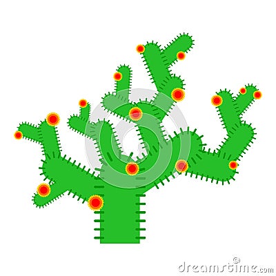 Cactus with flowers Cute isolated. funny peyote cartoon style Vector Illustration