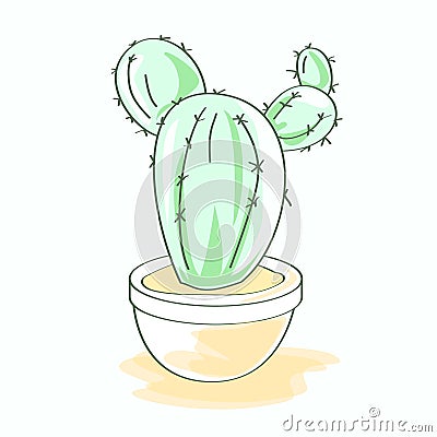 Cactus green from the desert. Flower for print Cartoon Illustration