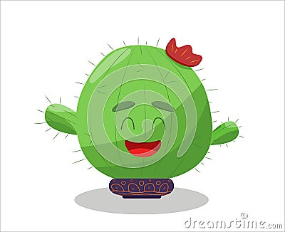 Happy green cactus illustration Vector Illustration