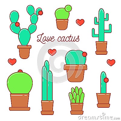 Cactus with hearts Stock Photo