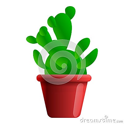 Cactus houseplant icon, cartoon style Vector Illustration