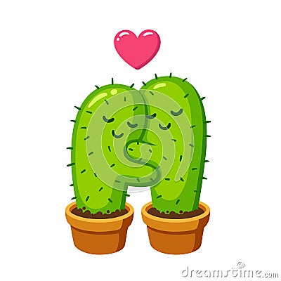 Cactus hug illustration Vector Illustration