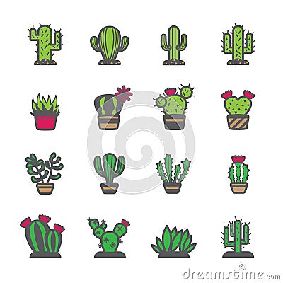 Cactus icon set Vector Illustration