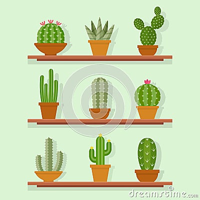 Cactus icon vector illustration in a flat style Vector Illustration