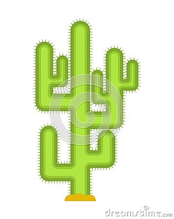 Cactus isolated. Large peyote from desert on white background. Vector Illustration