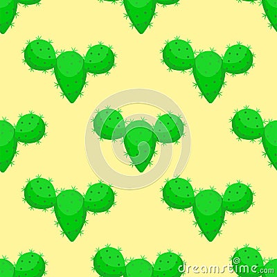 Cactus nature desert flower green mexican succulent tropical plant seamless pattern cacti floral vector illustration. Vector Illustration