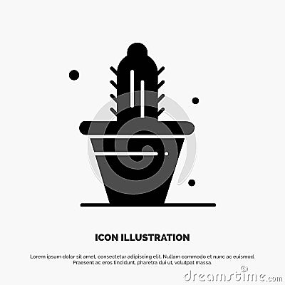 Cactus, Nature, Pot, Spring solid Glyph Icon vector Vector Illustration