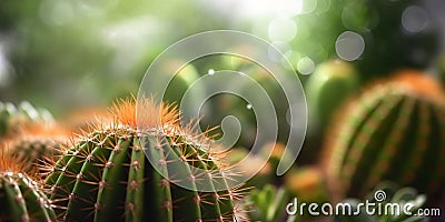 Cactus plant blurred beauty photo, copy space background Stock Photo