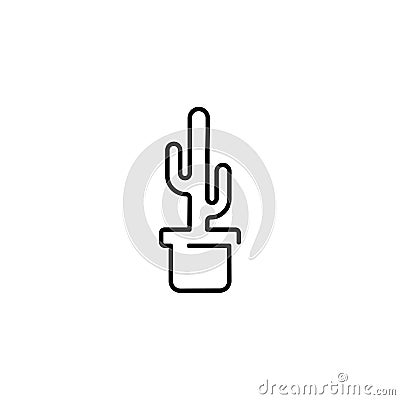 Cactus Plant In A Pot Icon . Line Art Vector Illustration . Flat Style Design Vector Illustration