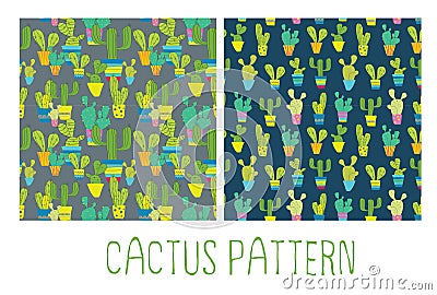 Cactus seamless pattern Vector Illustration