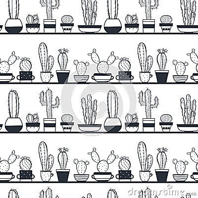 Cactus seamless pattern Vector Illustration