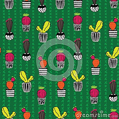 Cactus seamless repeat pattern Stock Photo