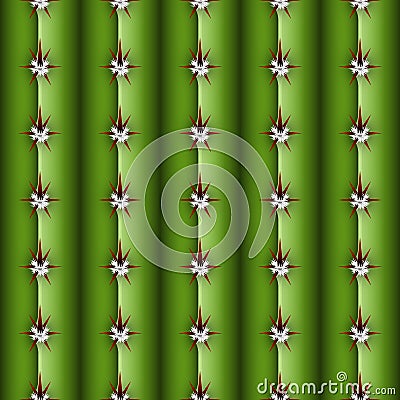 Cactus stem seamless pattern, Cereus alike plant texture Vector Illustration