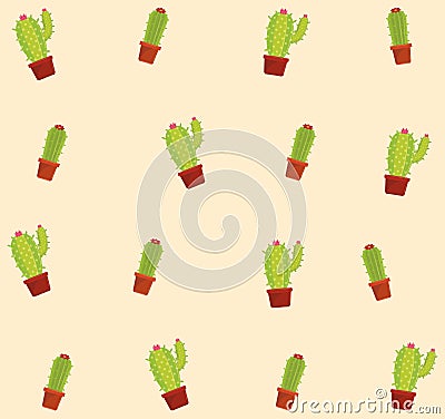 Cactus succulent plants pots background Vector Illustration