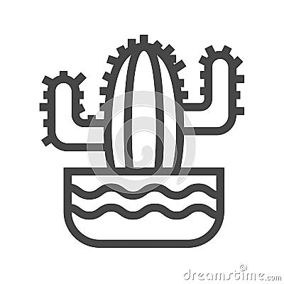 Cactus Thin Line Vector Icon Vector Illustration