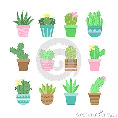 Cactus vector illustration icon set Vector Illustration