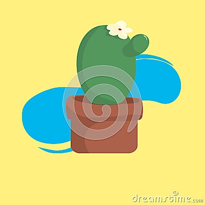Cactus with pot with cool yellow background Stock Photo