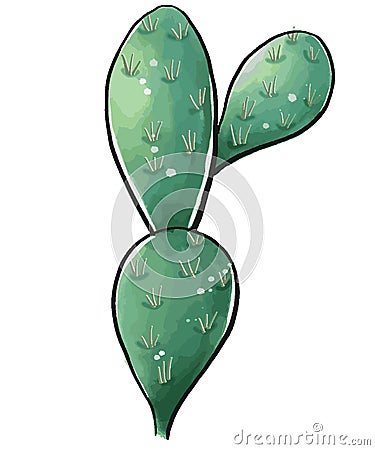 Cactus in a watercolor style isolated on white background. Vector Illustration