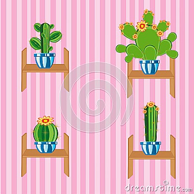 Cactuses on regiment Vector Illustration