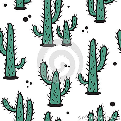 Cactuses, seamless pattern Vector Illustration