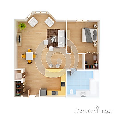 CAD Floor plan top view Cartoon Illustration