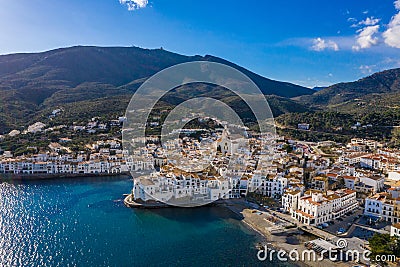 Cadaques Spain panorama aerial view. Sunny day by the sea. Popular travel destination Stock Photo