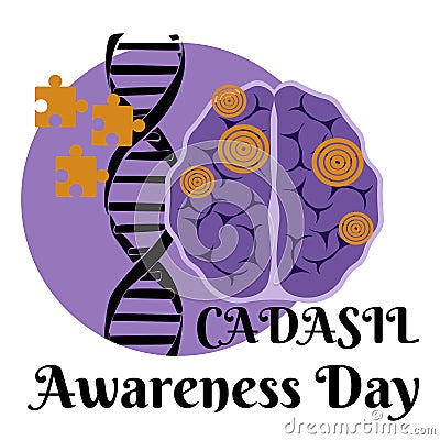 CADASIL Awareness Day, postcard or banner design about a rare neurological syndrome Vector Illustration