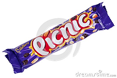 Cadbury Picnic Chocolate Bar Editorial Stock Photo