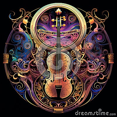 Cadence Kaleidoscope: An Alluring Array of Musical Instruments Stock Photo