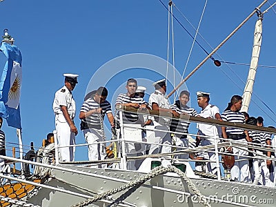 Cadets on ship Editorial Stock Photo