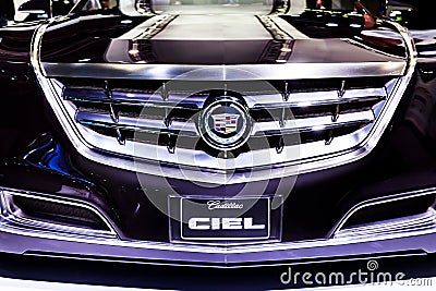 Cadillac company emblem on black car Editorial Stock Photo