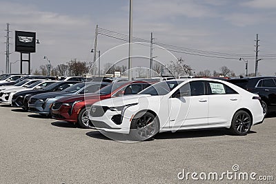 Cadillac CT4 display at a dealership. Cadillac offers the CT4 in Luxury, Premium Luxury and Sport models. MY:2024 Editorial Stock Photo