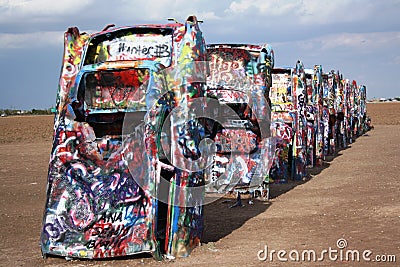 Cadillac Ranch near Amarillo, Texas Editorial Stock Photo