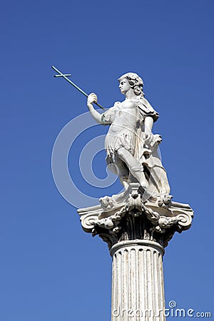 Sculpture on Constitution square, one of the main squares of Cadiz. This square is home to the famous Earthen gate and the earth T Stock Photo