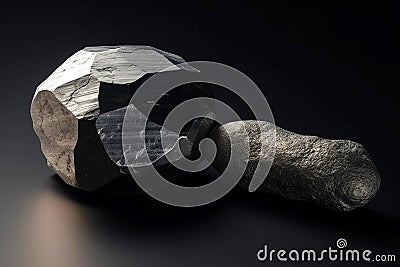 Cadmium fossil mineral stone. Geological crystalline fossil. Dark background close-up. Stock Photo