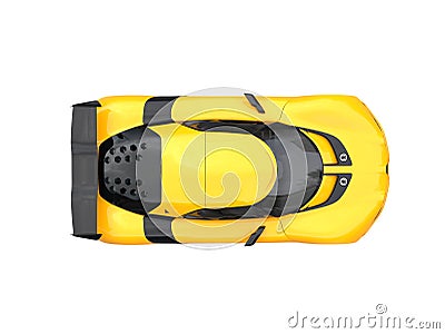 Cadmium yellow awesome sport concept car - top view Stock Photo