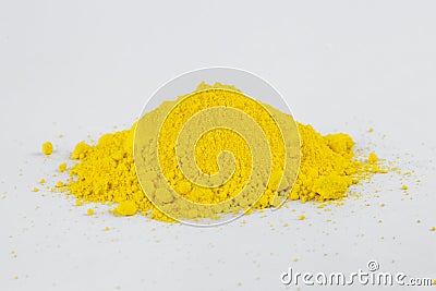 Cadmium Yellow pigment on a white background Stock Photo