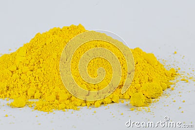 Cadmium Yellow pigment on a white background Stock Photo