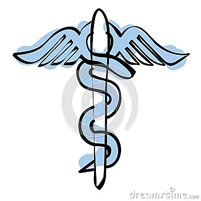 Caduceus icon Cartoon Illustration