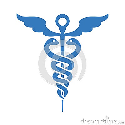 Caduceus, clinic, healthcare, medic, medicine icon. Blue vector design. Vector Illustration
