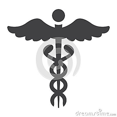 Caduceus glyph icon, medicine and healthcare Vector Illustration