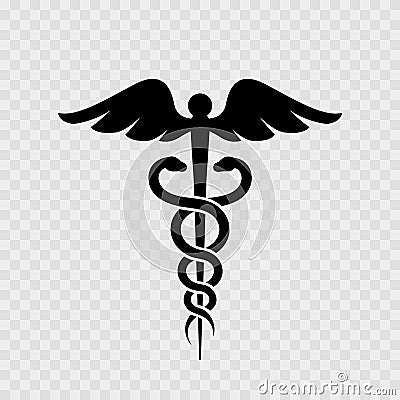 Caduceus medical symbol. Medical logo with snake. Isolated. Vector Vector Illustration