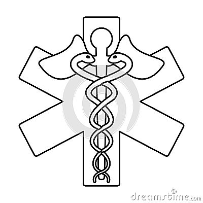 Caduceus medicine care symbol thin line Vector Illustration